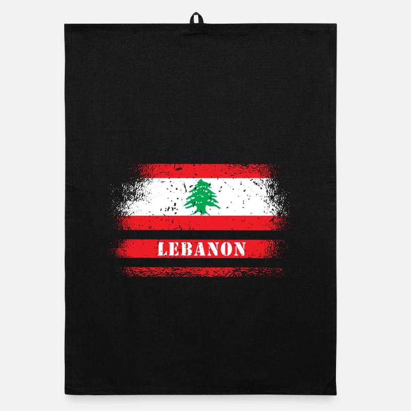 Libanon Vintage Flagge - Organic Geschirrtuch - Schwarz