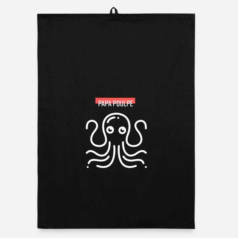 Design Octopus Papa Poulpe Original - Torchon bio - noir