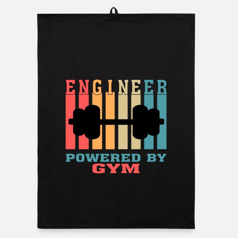 Funny Engineer Powered by Gym Tshirt for Engineers Organic dish towel