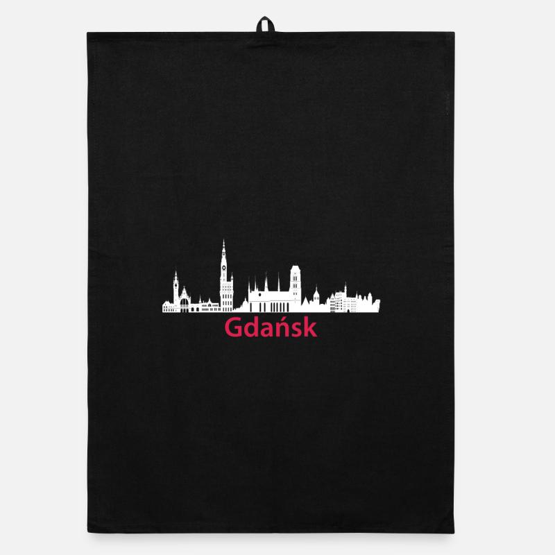 Danzig Polen Hauptstadt Skyline Danzig Polska - Organic Geschirrtuch - Schwarz