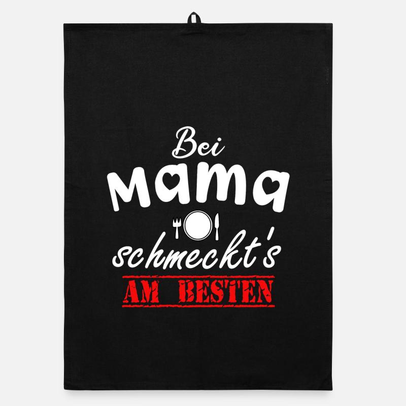 Bei Mama Schmeckt's Beste Köchin Muttertag Liebe - Organic Geschirrtuch - Schwarz