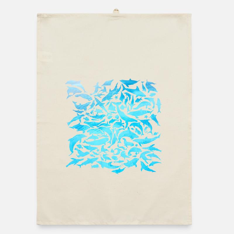 Conception d'habitants de la mer avec poisson / idée cadeau Torchon bio