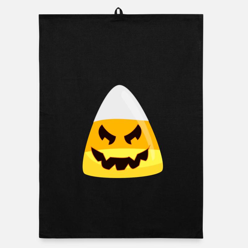 Halloween Candy Corn Pumpkin Emoticon Face Organic dish towel