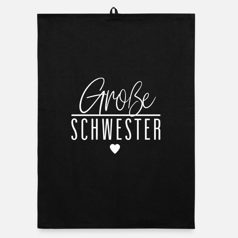 Große Schwester - Organic Geschirrtuch - Schwarz