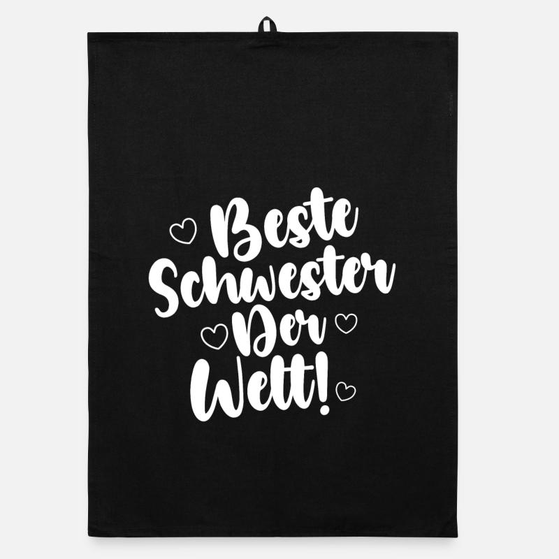 Beste Schwester Der Welt! - Organic Geschirrtuch - Schwarz