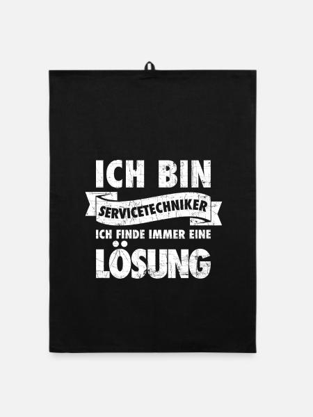 Ich bin Servicetechniker ich finde immer 1 Lösung! - Organic Geschirrtuch - Schwarz - Vorne