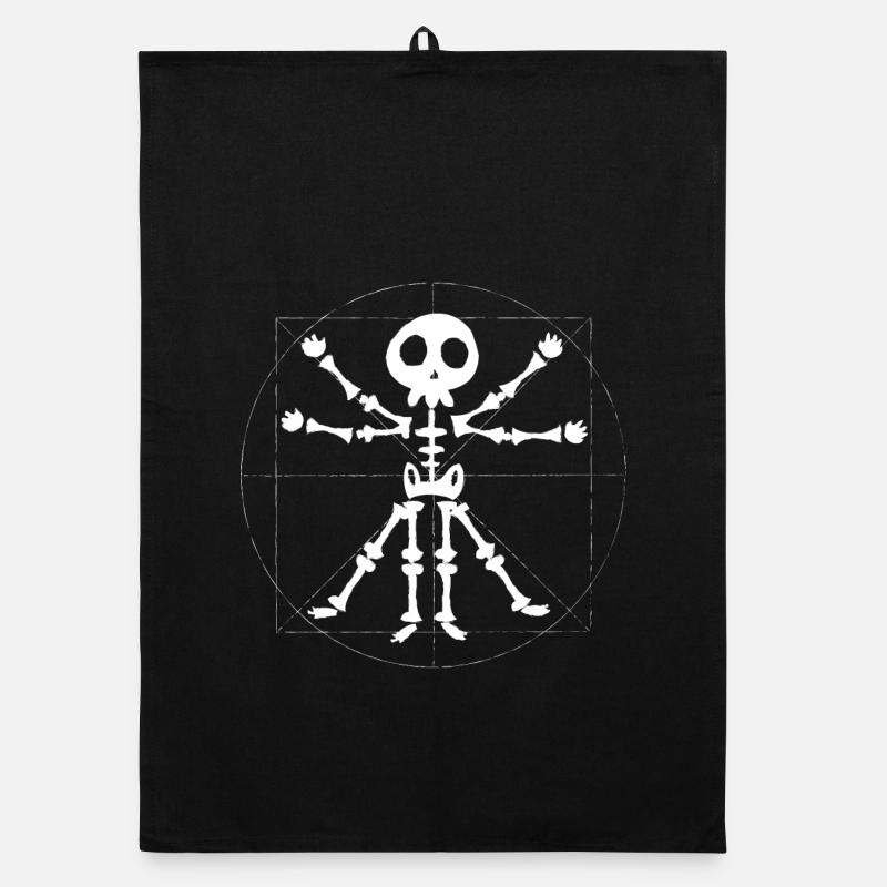 vitruvian skeleton Organic dish towel
