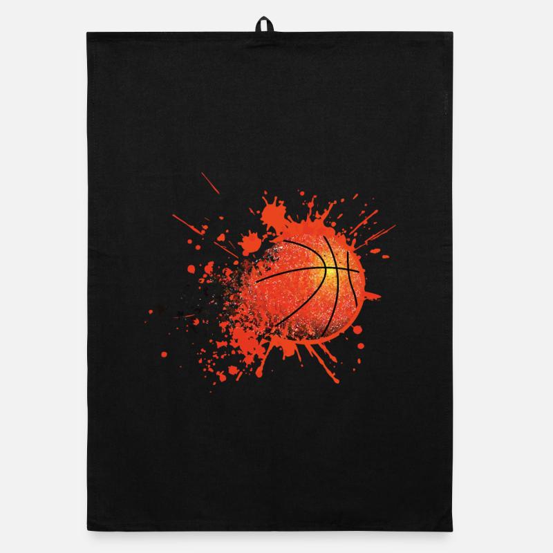 Basket basketteur basketteuse ballon joueur - Torchon bio - noir