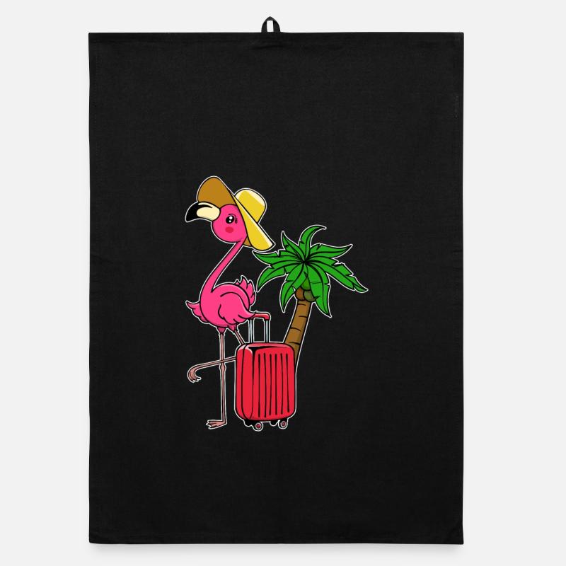 Flamingo Vacation Vacation Palms Voyage dans les Caraïbes Torchon bio