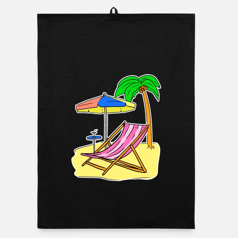 Sun Sea Beach Summer Palm Trees Relax Vacation Organic dish towel