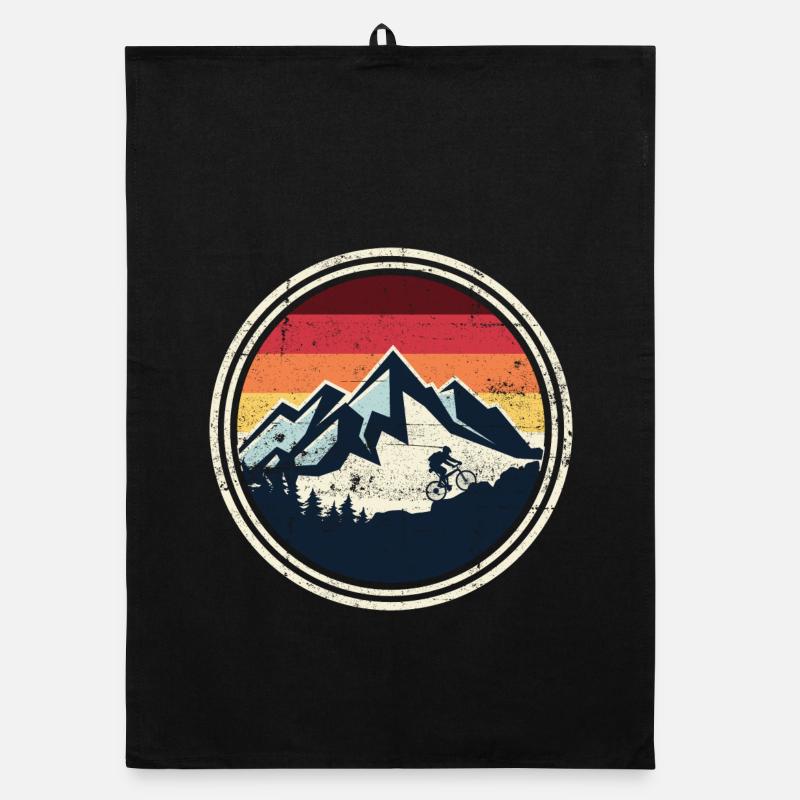 Retro Ridge Mountain Biker Silhouette Organic Geschirrtuch