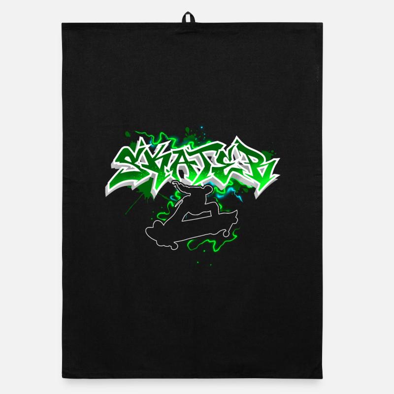 Skater Graffiti - Organic Geschirrtuch - Schwarz