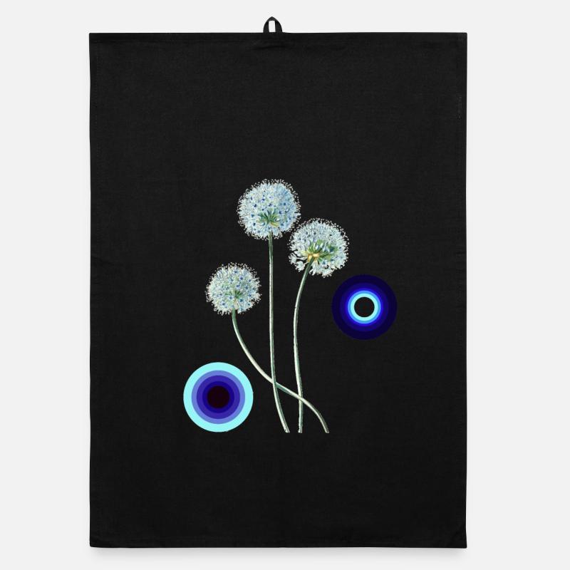 Alliumblüten im Retro-Stil - Organic Geschirrtuch - Schwarz