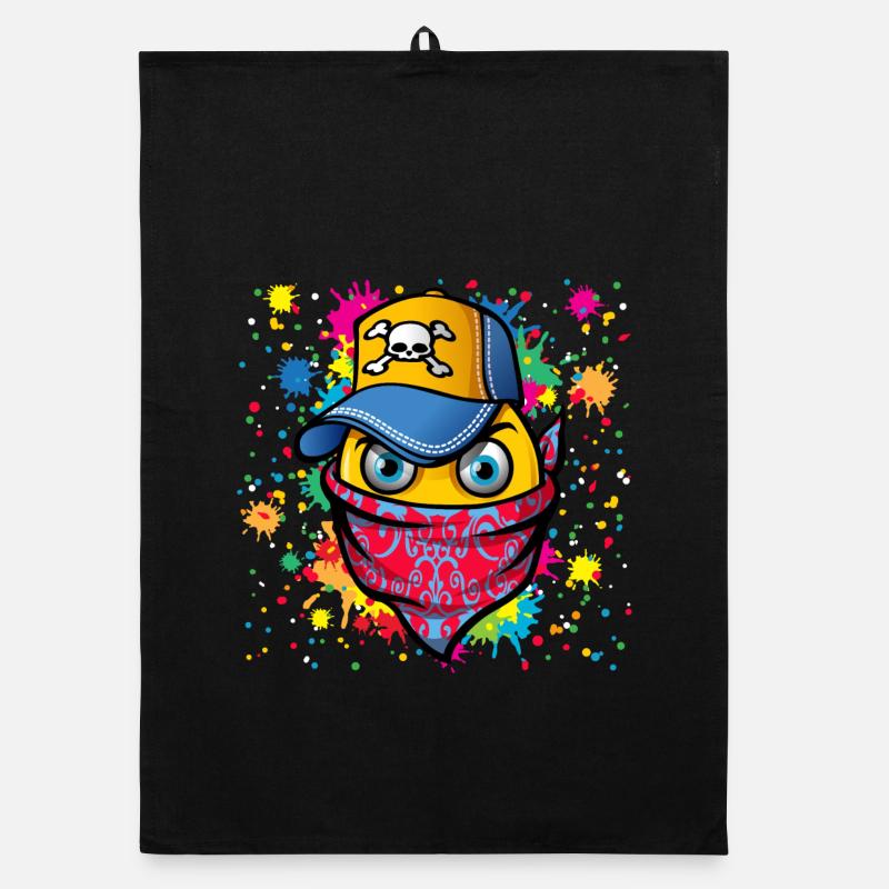 Mask and graffiti Organic dish towel