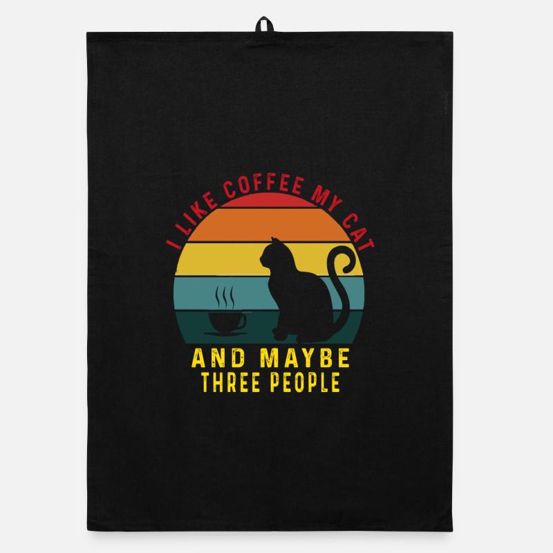 I Like Coffee Cats & Maybe 3 People Cat Coffee Organic dish towel