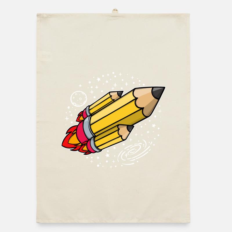 Schule Schulbeginn Bleistift Rakete Schulstart Organic Geschirrtuch