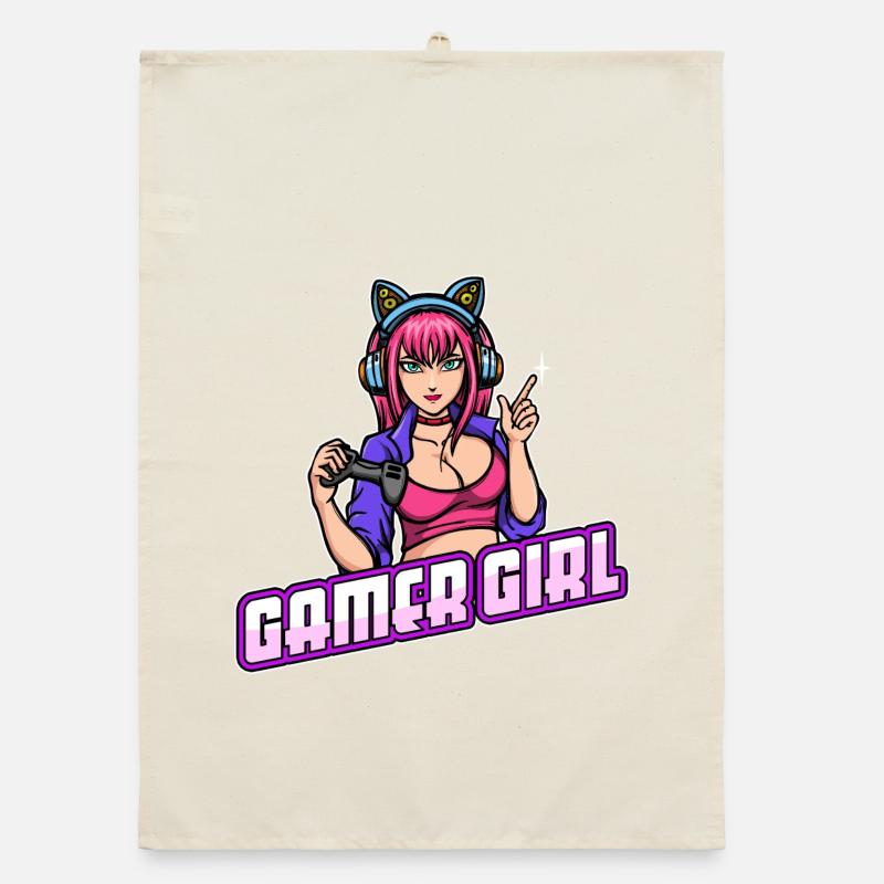 Gamer Queen Headset Controller Zocker Organic dish towel