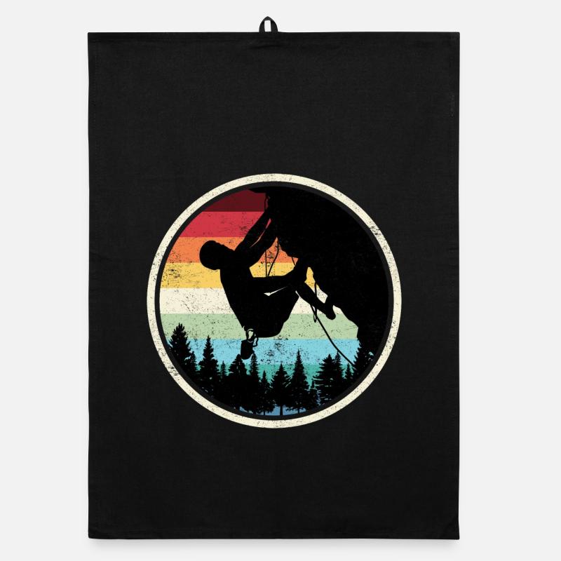Rainbow Forest Climber Silhouette Organic dish towel
