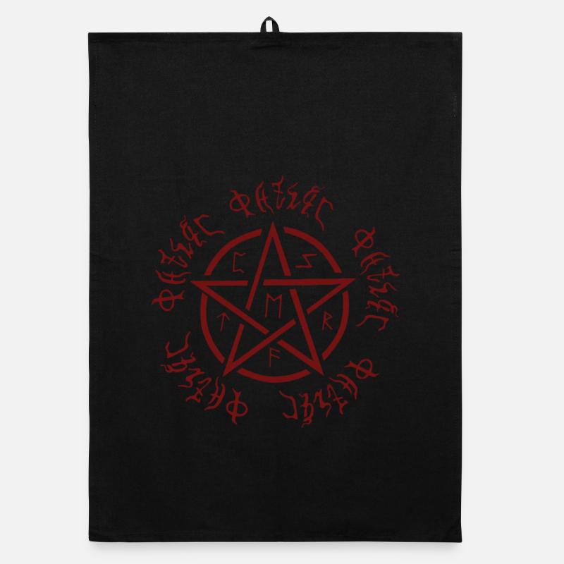 Pentagram pattern, futhark, goth, Halloween outfit Organic dish towel