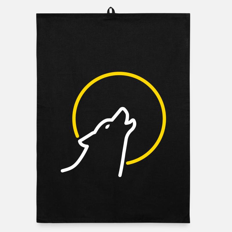 Wolf at full moon Organic dish towel
