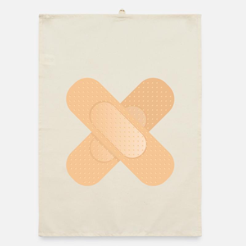 crossed sticking plaster as a design element Organic dish towel