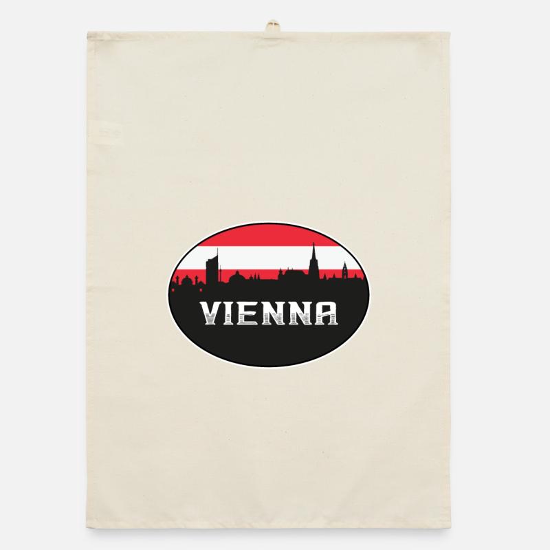Vienna Austria Skyline Silhouette Austrian Flag Tr Organic dish towel