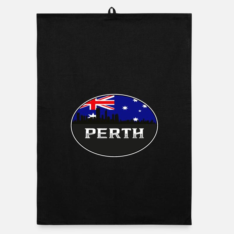 Perth Australien Skyline Silhouette australische Flagge Organic Geschirrtuch