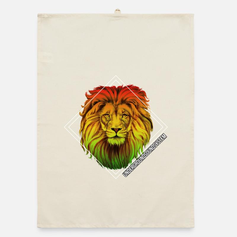Rainbow Lion Diamond Pattern Organic dish towel