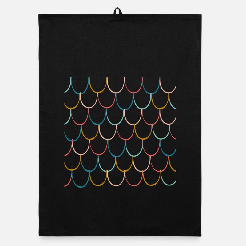 Colorful Fish Scale Pattern Organic dish towel