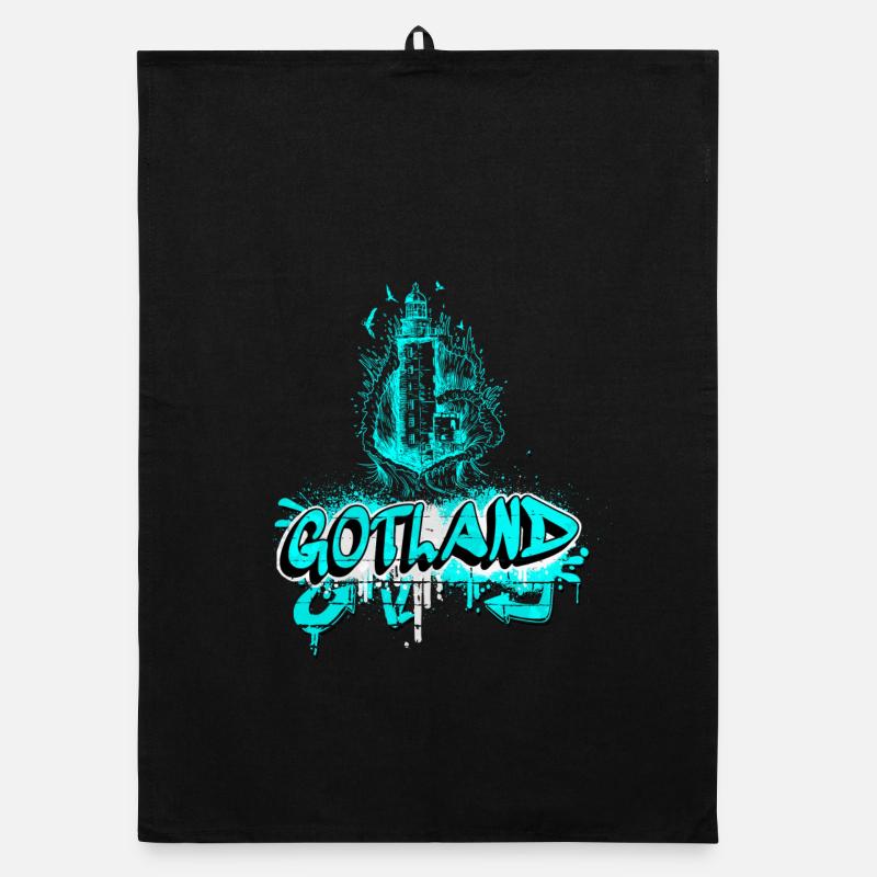 Conception du phare Gotland Graffiti Torchon bio