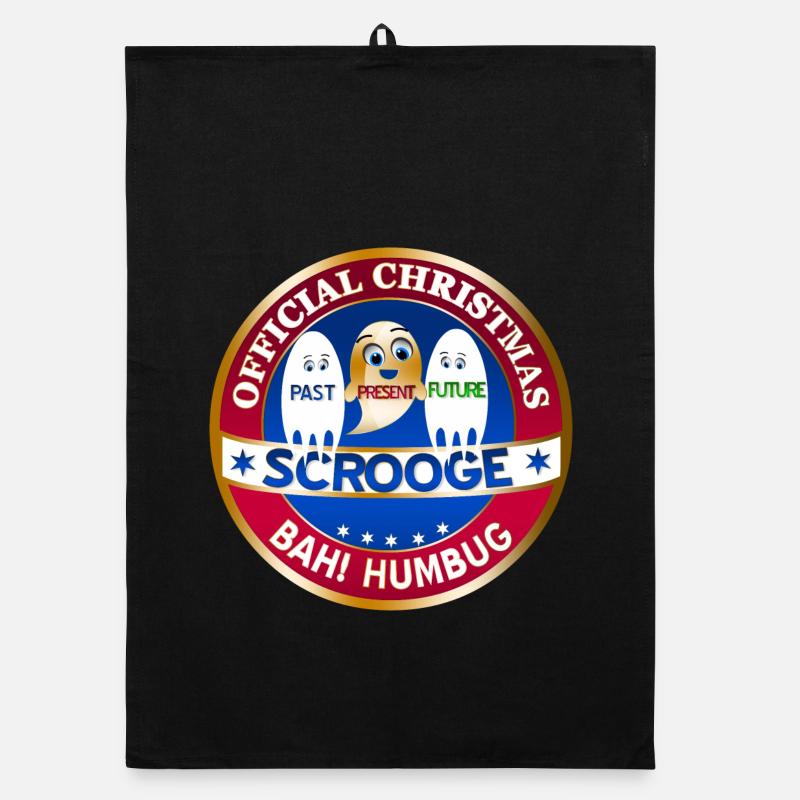 Scrooge Past Present Future Badge Organic dish towel
