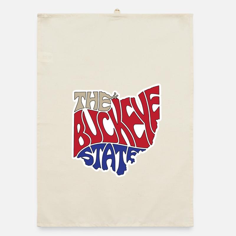 The Buckeye State Ohio Map Word Cloud Organic dish towel
