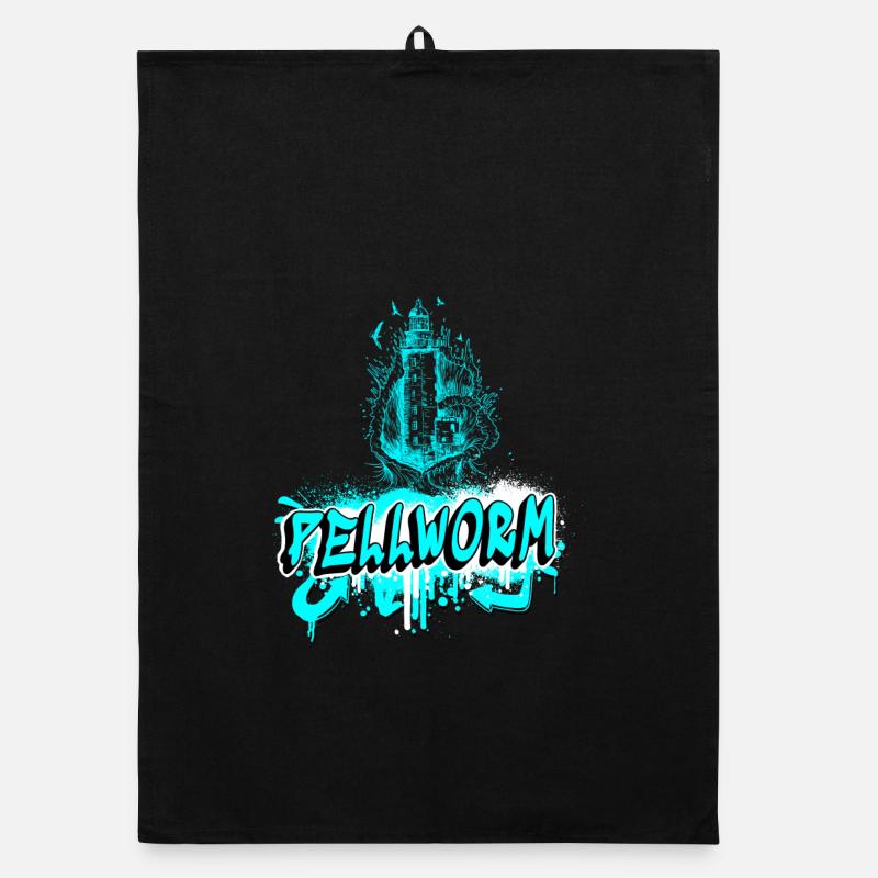 Pellworm lighthouse graffiti design Organic dish towel