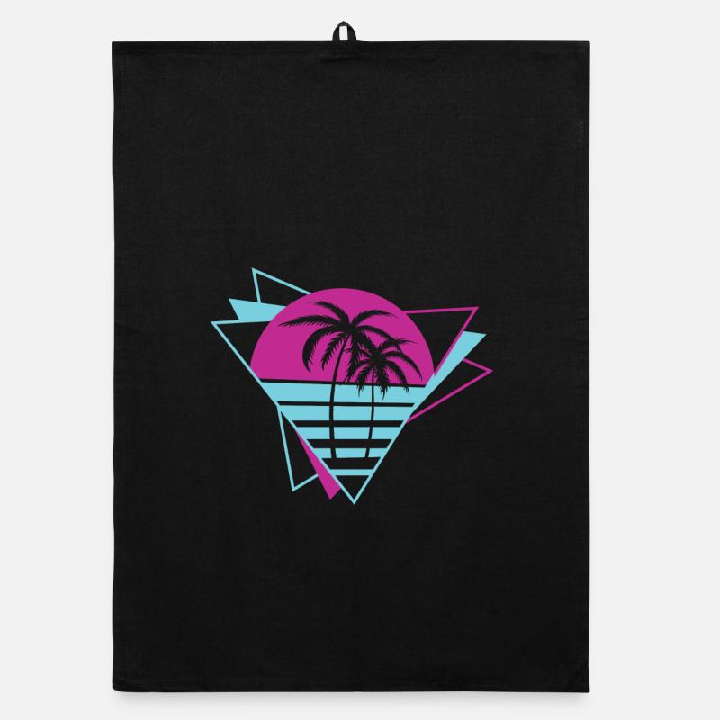 Palm Tree Retro 80s Organic dish towel