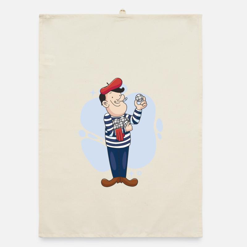 Boule player throws boules ball Boulering Boule Organic dish towel