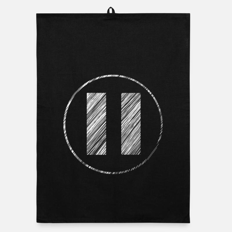 Hand-drawn pause icon in scribble look Organic dish towel