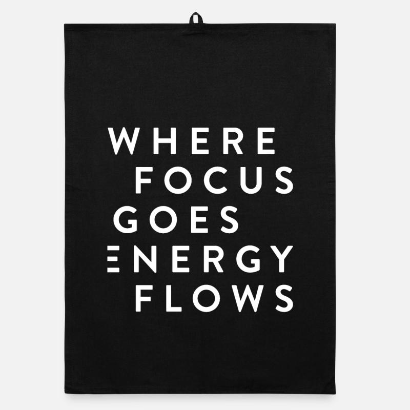 where focus goes energy flows - Organic Geschirrtuch - Schwarz
