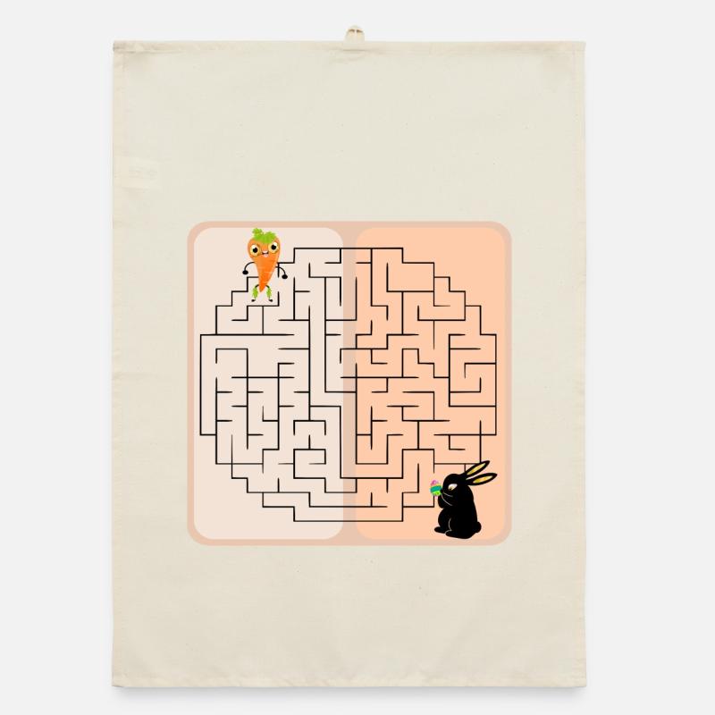 Labyrinth Easter Bunny - Easter - Carrot - Maze Organic dish towel