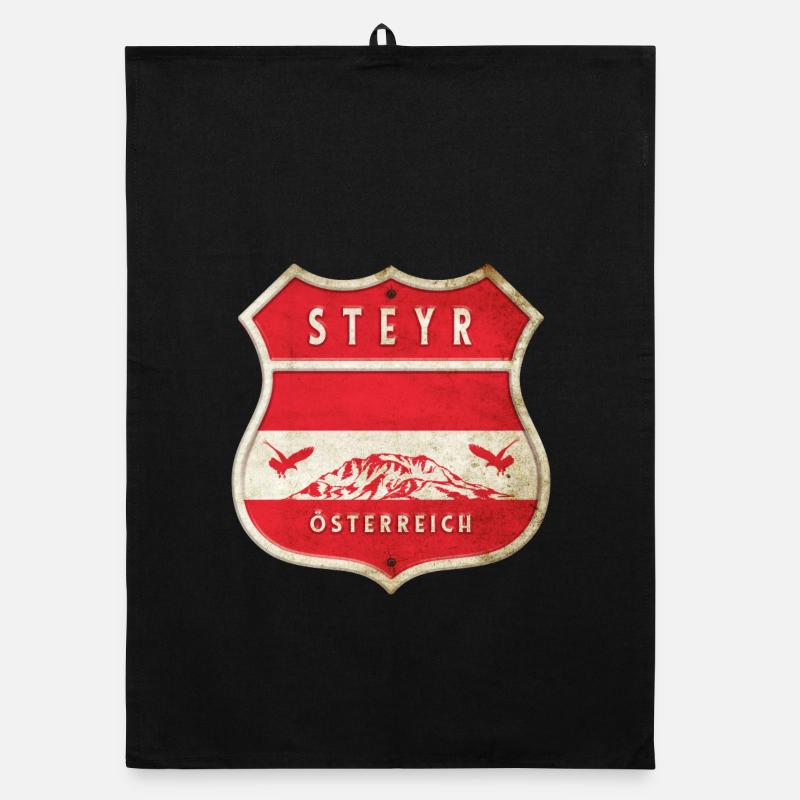 Steyr Autriche Armoiries Drapeaux Design Torchon bio