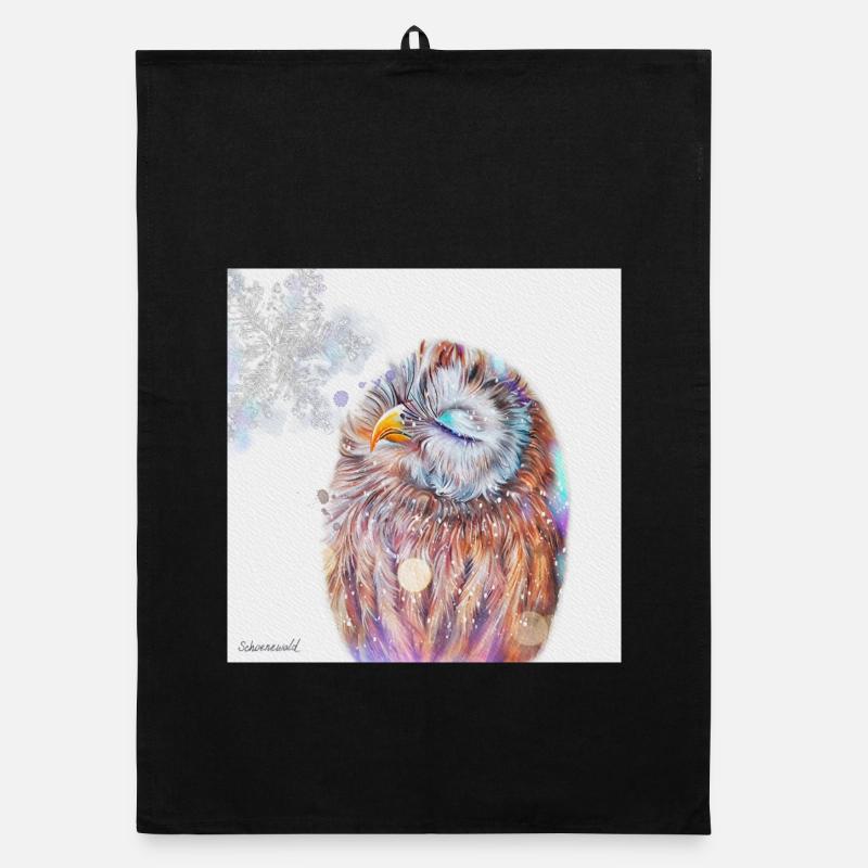 Eule - Organic Geschirrtuch - Schwarz