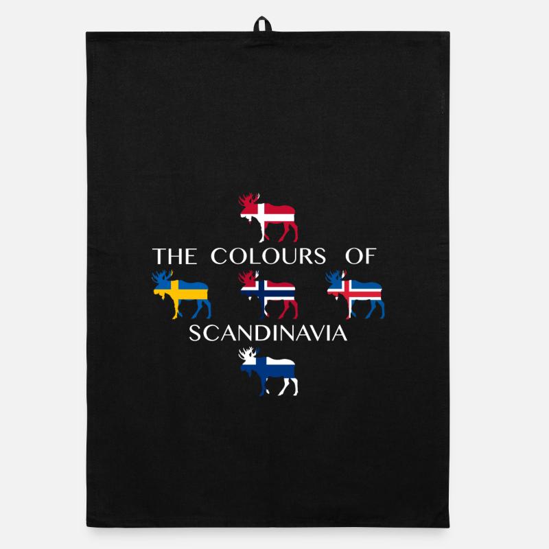 Scandinavie Drapeaux Moose Colors Norvège Torchon bio