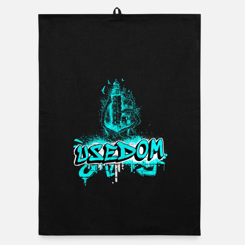 Usedom Leuchtturm Design / Geschenkidee Organic Geschirrtuch