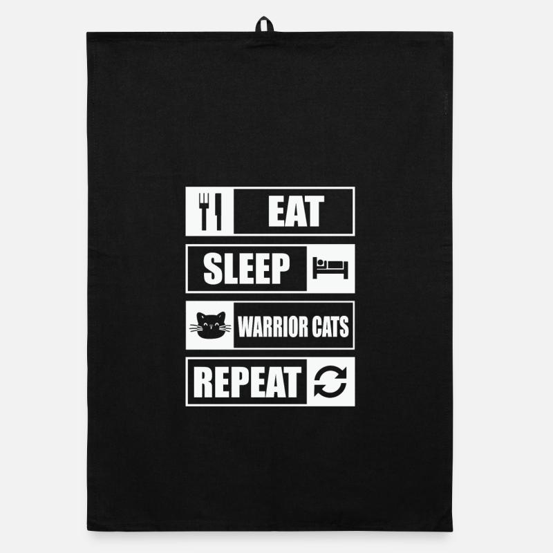Cat Quote Eat Sleep Cat Warrior Repeat Organic dish towel