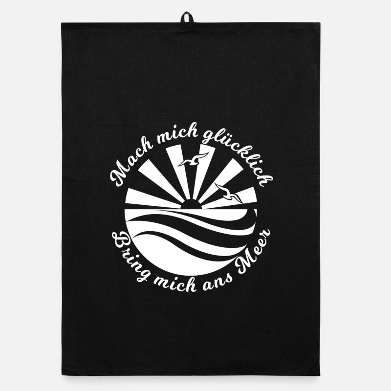 Bring mich ans Meer, lustiger Spruch mit Design Organic Geschirrtuch