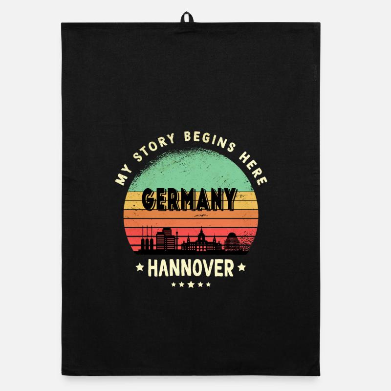 Hannover Germany skyline design Organic dish towel