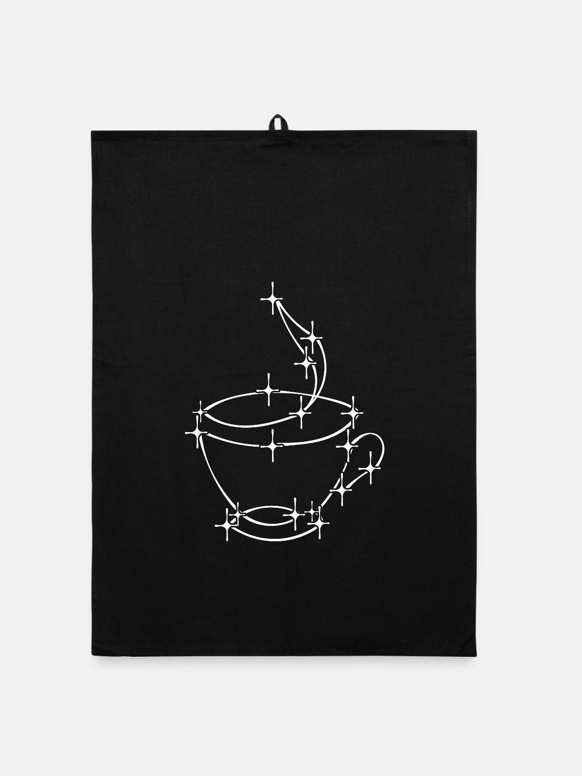 Koffein Kaffeetasse Kaffeeliebhaber Kaffeetrinker - Organic Geschirrtuch - Schwarz - Vorne