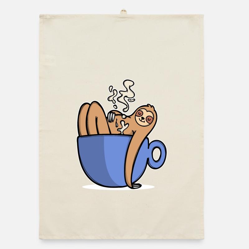 Funny sloth coffee caffeine coffee lover Organic dish towel