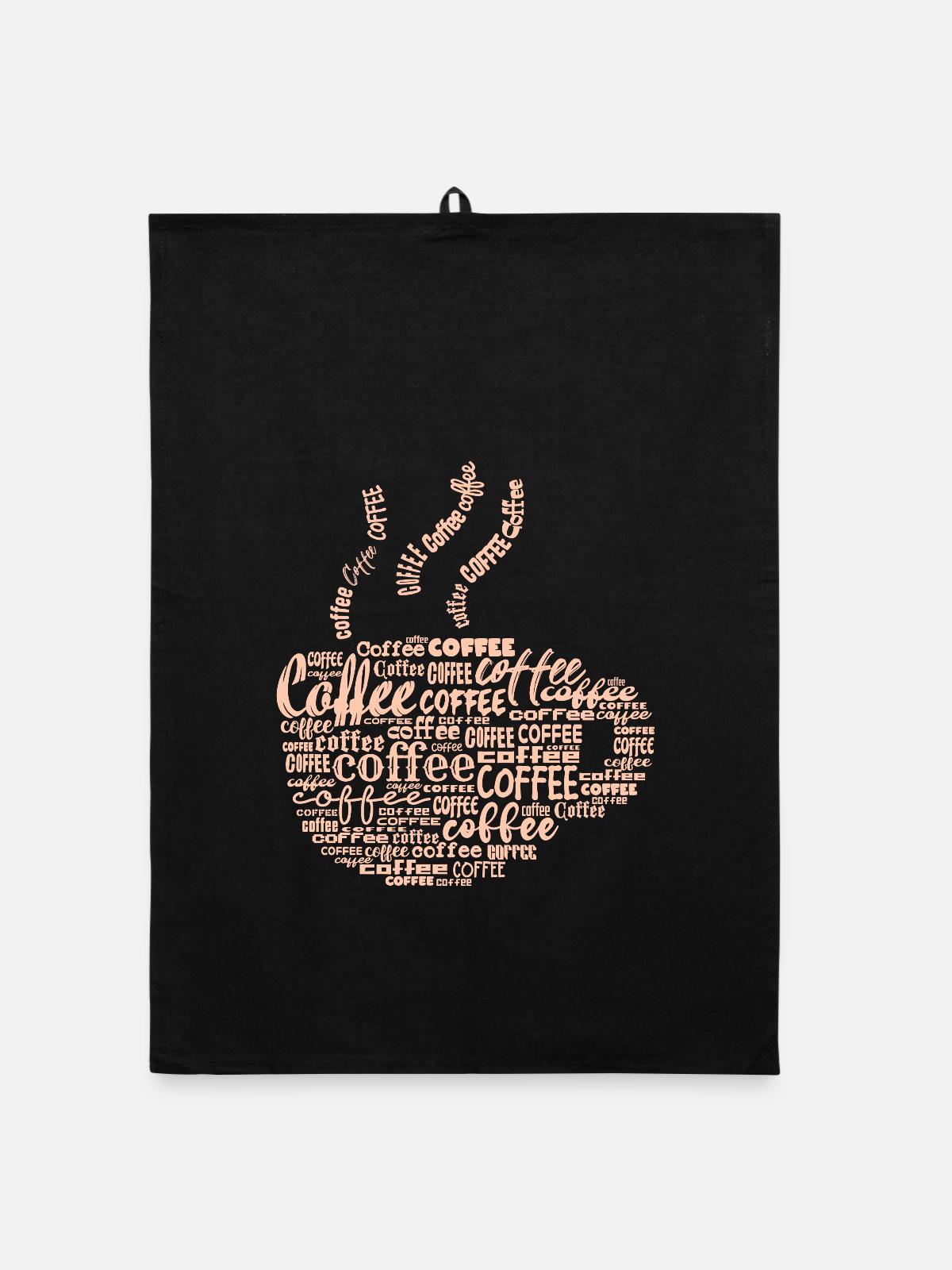 Kaffeeliebhaber Kaffee Spruch Kaffeetrinker - Organic Geschirrtuch - Schwarz - Vorne