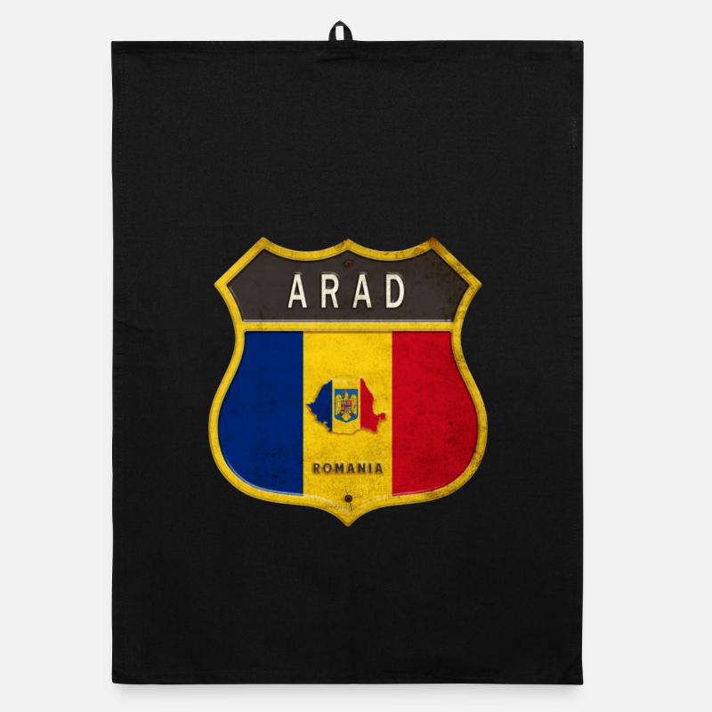 Arad Rumänien Wappen Design - Organic Geschirrtuch - Schwarz