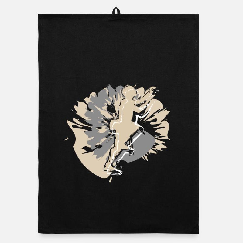 Valentine's Day climbing for men - Organic dish towel - black